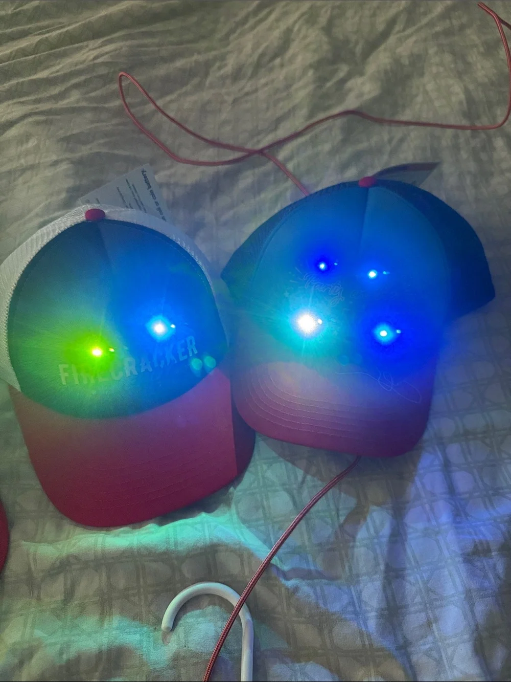 Kids 'Party in the US-Yay' Blue & Red Trucker Hat light up